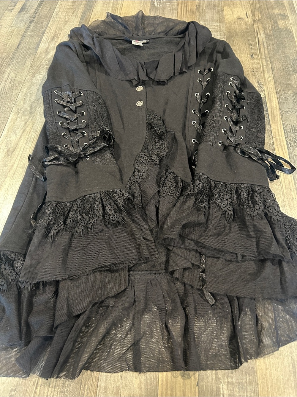 The Pyramid Collection Black Lace-Up Ruffled Jacket - Picture 4 of 9